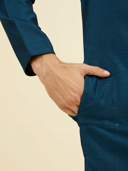 Manyavar Teal Blue Festive Kurta Pant