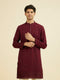 Manyavar Wine Georgette Ensemble Mid Length Kurta Pant