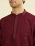 Manyavar Wine Georgette Ensemble Mid Length Kurta Pant