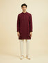 Manyavar Wine Georgette Ensemble Mid Length Kurta Pant