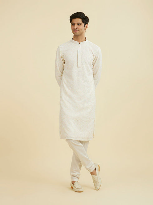 Manyavar Elegant Cream Kurta Churidar