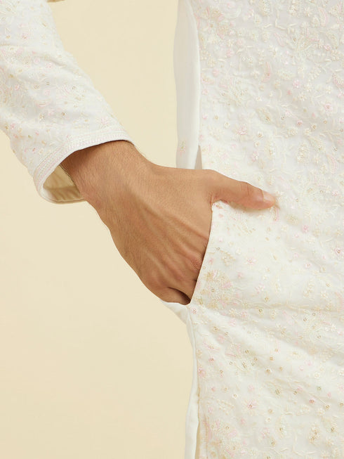 Manyavar Elegant Cream Kurta Churidar
