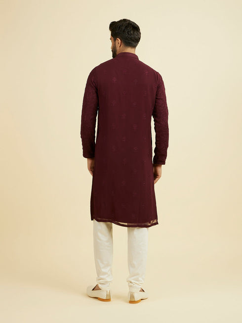 Manyavar Elegant Wine Kurta Churidar