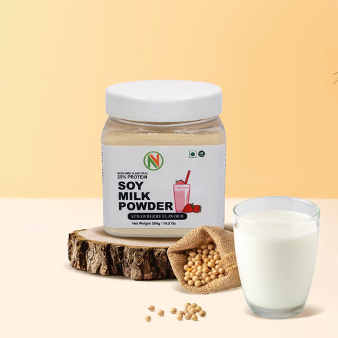 NatureVit Soya Milk Powder Strawberry Flavour | Vegan & Non-GMO