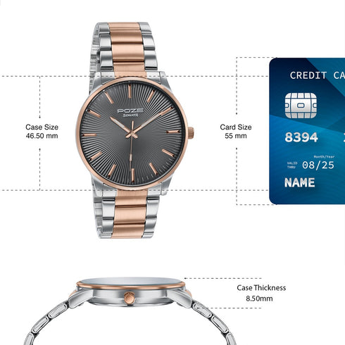 Sonata Poze By Sonata Quartz Analog Grey Dial Two Toned Stainless Steel Strap Watch For Men