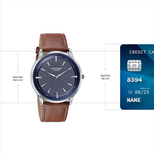 Sonata Poze Quartz Analog Blue Dial Leather Strap Watch For Men