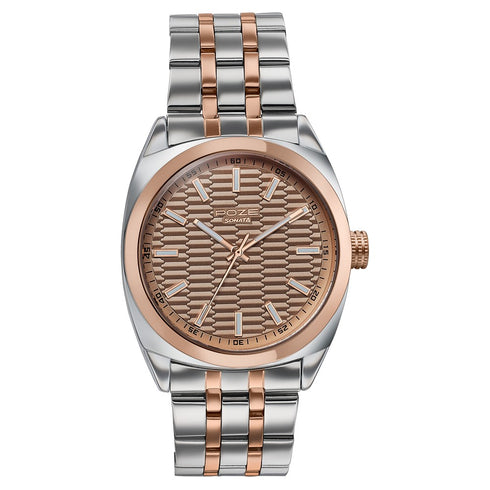 Sonata Poze Poze Quartz Analog Brown Dial Two Toned Metal Strap Watch For Men