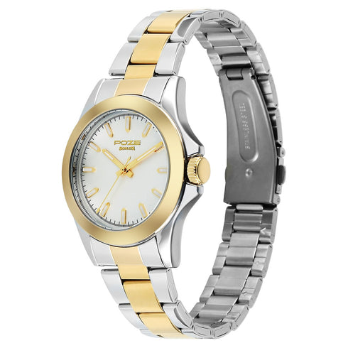 Sonata Poze Quartz Analog White Dial Two Toned Stainless Steel Strap Watch For Men