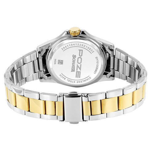 Sonata Poze Quartz Analog White Dial Two Toned Stainless Steel Strap Watch For Men