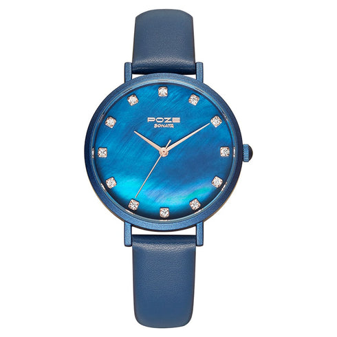 Sonata Poze by Sonata Quartz Analog Blue Dial PU Leather Strap Watch for Women