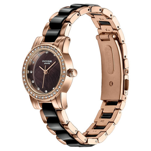 Sonata Poze Quartz Analog White Dial Two Toned Metal and Plastic Strap Watch For Women