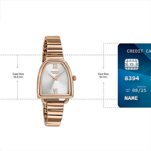 Sonata Poze By Sonata Quartz Analog Silver Dial Rose Gold Metal Strap Watch For Women