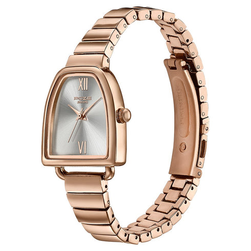 Sonata Poze By Sonata Quartz Analog Silver Dial Rose Gold Metal Strap Watch For Women