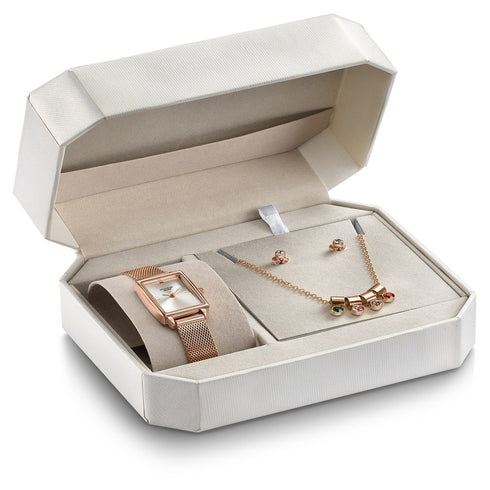 Sonata Poze By Sonata Quartz Analog Silver Dial Rose Gold Metal Watch And Jewellery Combo For Women