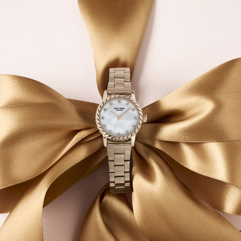 Sonata Poze By Sonata Quartz Analog White Mother of Pearl Dial Rose Gold Metal Strap Watch For Women Style SP80177WM01W