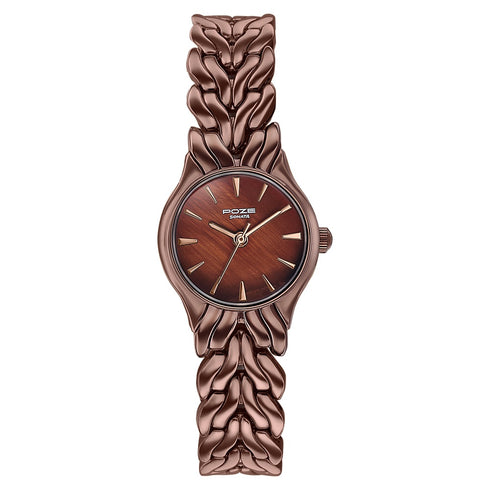 Sonata Poze Poze Quartz Analog Brown Dial Brown Metal Strap Watch For Women