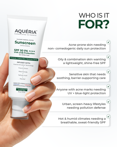 Aqueria French Oil Control Anti Acne Sunscreen SPF 50 PA