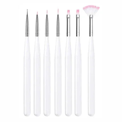 Shills Professional White Nail Art Brush Set 7 Pcs