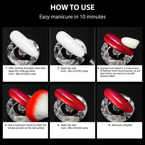 Shills Professional Rainbow Shine Chrome Powder Holographic Red-SPN-3123