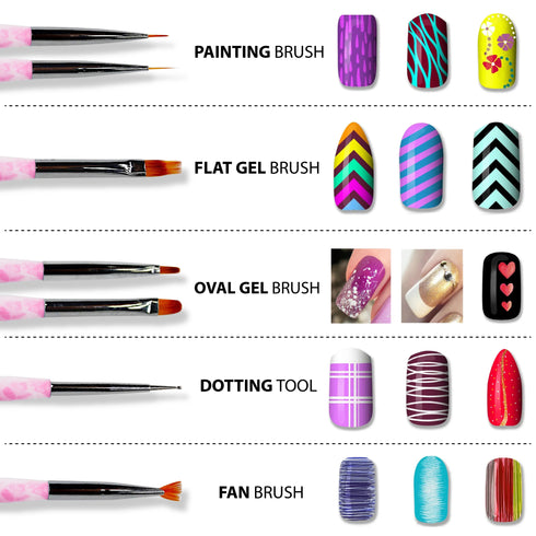 Shills Professional Nail Art Brush Set 7 Pcs Pink
