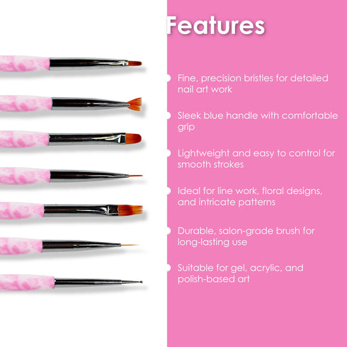 Shills Professional Nail Art Brush Set 7 Pcs Pink
