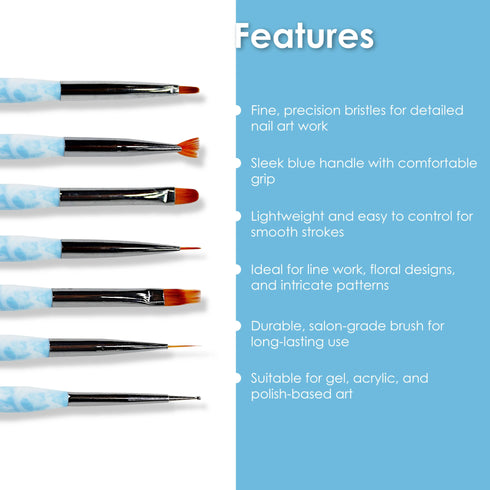 Shills Professional Nail Art Brush Set 7 Pcs Sky Blue