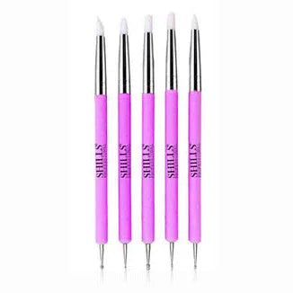 Shills Professional Dotting Tool White Silicone Nail Art Brush 5pcs SPN-6639