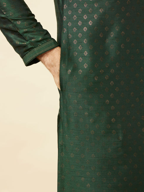 Manyavar Forest Green Buti Printed Kurta Set