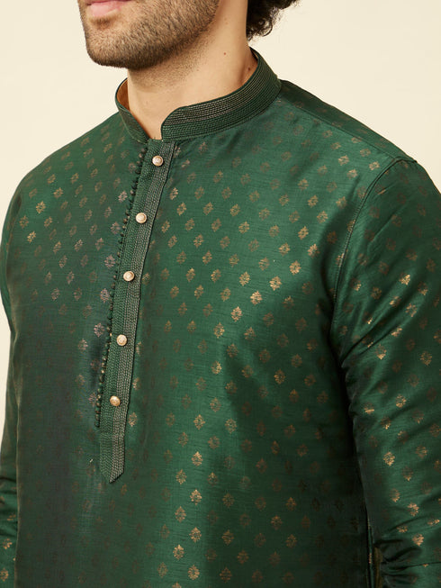 Manyavar Forest Green Buti Printed Kurta Set