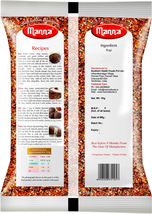 Manna Foods Sprouted Ragi Flour