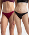 Jockey Pack of 2 Cotton Low Waist Bikini With Concealed Waistband | Beet Red & Black