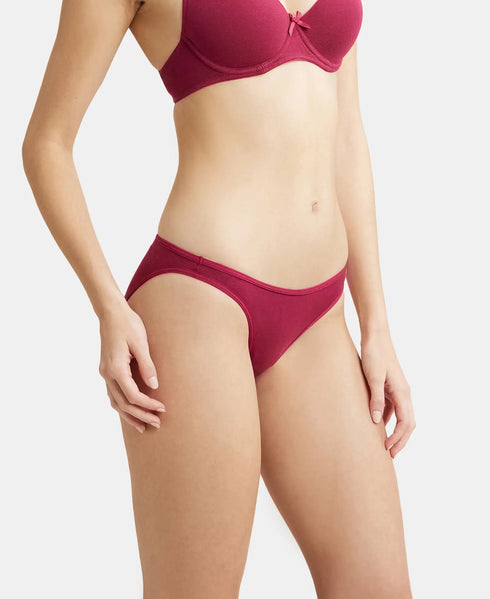 Jockey Pack of 2 Cotton Low Waist Bikini With Concealed Waistband | Beet Red & Black
