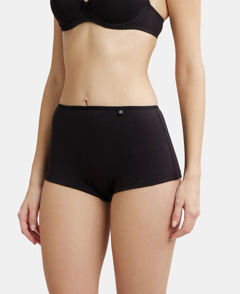 Jockey High Coverage Cotton Boy Leg With Concealed Waistband | Black
