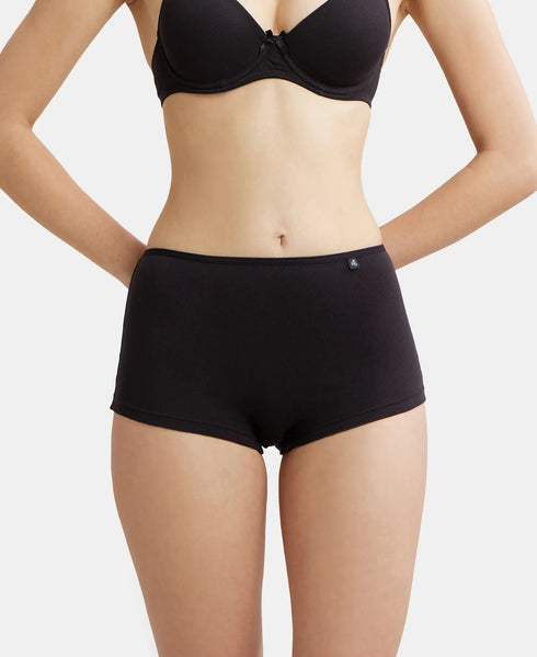 Jockey High Coverage Cotton Boy Leg With Concealed Waistband | Black
