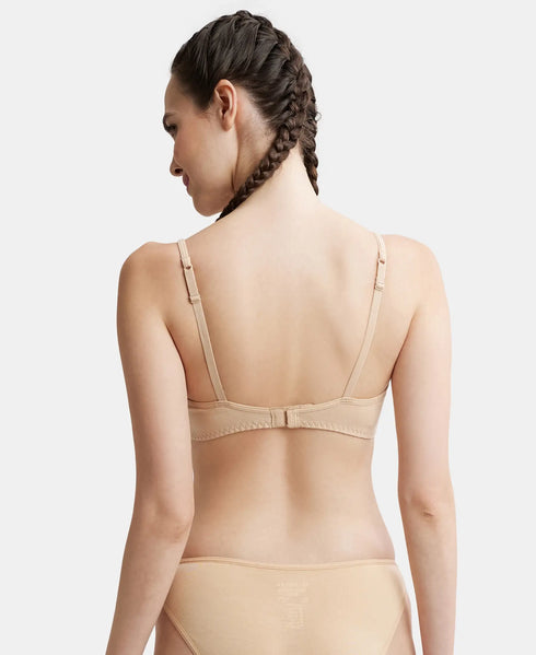 Jockey Wirefree Non Padded Cotton Stretch Full Coverage Beginners Bra with Adjustable Straps - Skin