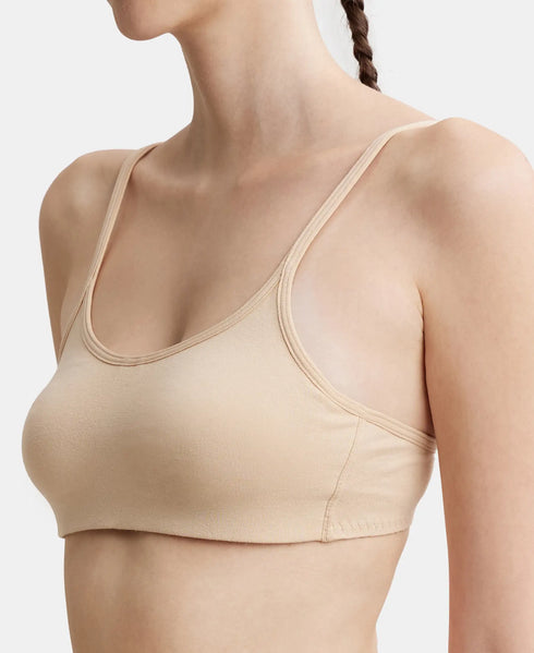 Jockey Wirefree Non Padded Cotton Stretch Full Coverage Beginners Bra with Adjustable Straps - Skin