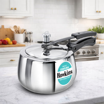 Hawkins Induction Contura Tri Ply Stainless Steel 3 Litre Tri-ply Stainless Steel Pressure Cooker