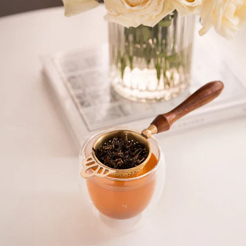Lluvia Tea Brass Tea Strainer With Handle