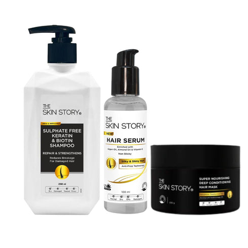 The Skin Story Sulphate Free Keratin Shampoo | Hair Serum & Hair Mask
