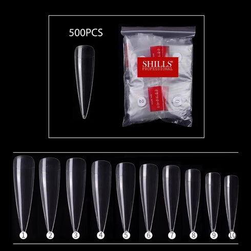 Shills Professional PKT 500pcs StilettoTips Clear