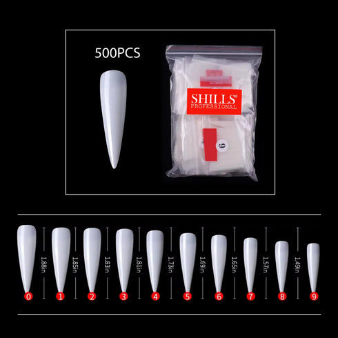 Shills Professional PKT 500pcs Stiletto Tips Natural
