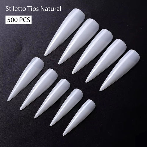Shills Professional PKT 500pcs Stiletto Tips Natural