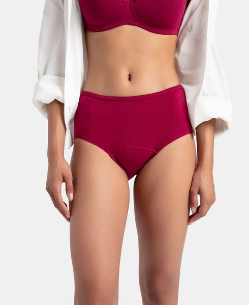 Jockey Cotton Period Panty with Leak Proof Inner Absorbent Layer | Black & Beet Red | Pack of 2