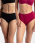 Jockey Cotton Period Panty with Leak Proof Inner Absorbent Layer | Black & Beet Red | Pack of 2
