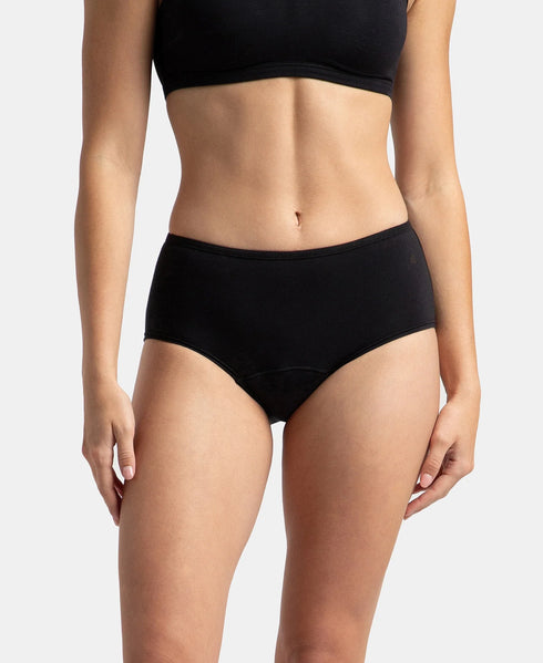 Jockey Cotton Period Panty with Leak Proof Inner Absorbent Layer | Black