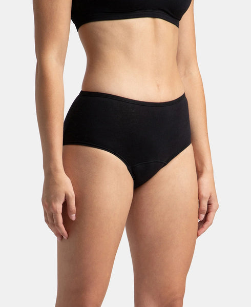 Jockey Cotton Period Panty with Leak Proof Inner Absorbent Layer | Black