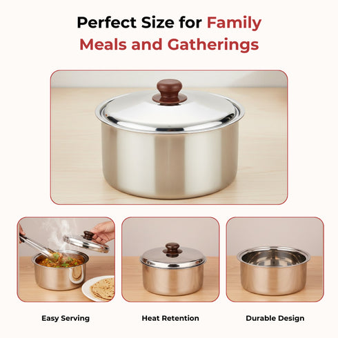 Vinod Stainless Steel Hot Pot 1000 ml with Insulated Body Highest Grade Stainless Steel Mirror Finish Rust Free and Dishwasher Safe