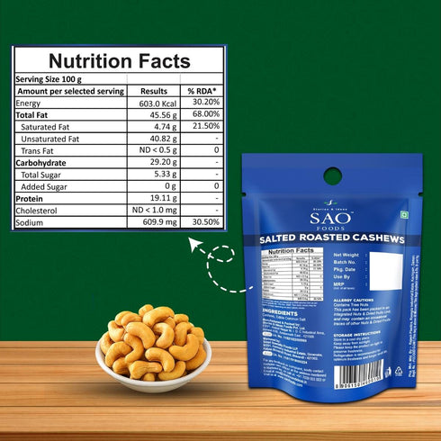 SAO Foods Salted Roasted Cashews