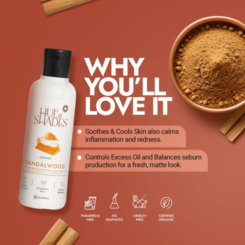 Hue And Shades Organic Sandalwood Facewash Powder