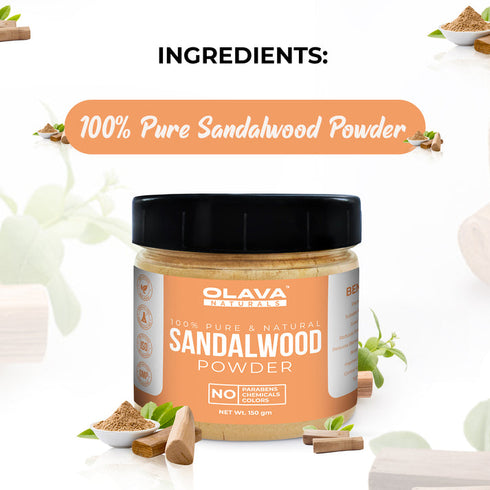 Olava Naturals Sandalwood Powder - 100% Pure & Natural Chandan Powder